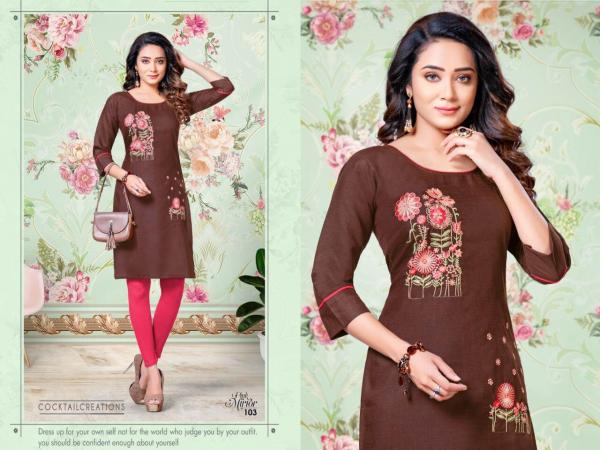 Kinti Pink Mirror Fancy Cotton Embroidery Kurti Collection 